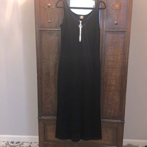 Long black ribbed knit dress